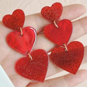 NEW Classic Red Heart Acrylic Earrings #197